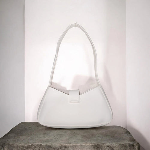 buckled white handbag