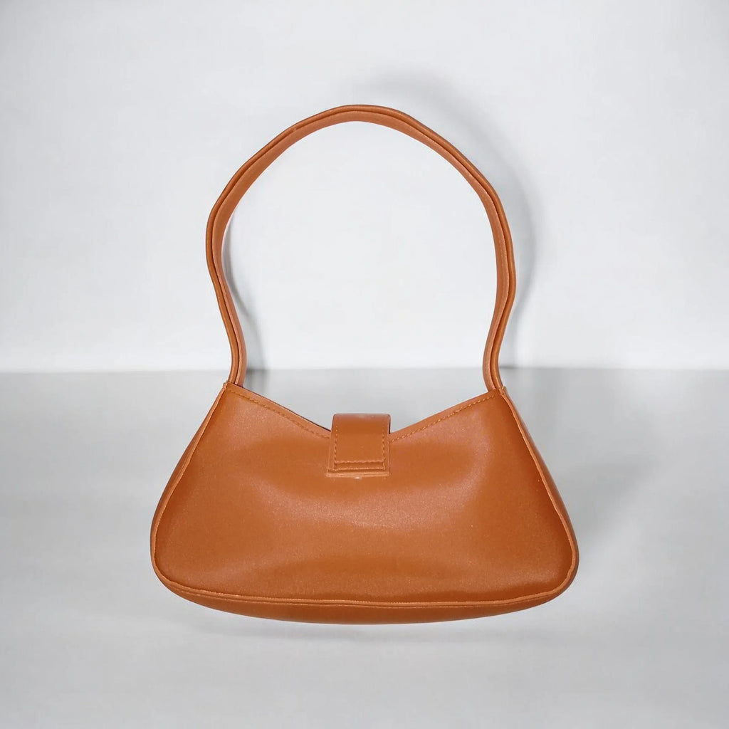 brown buckled handbag