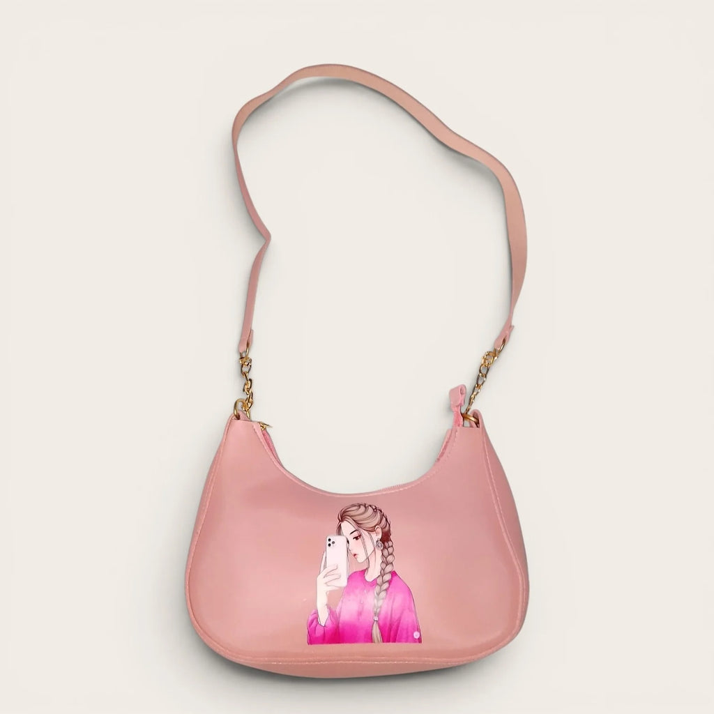 crisscross pink handbag