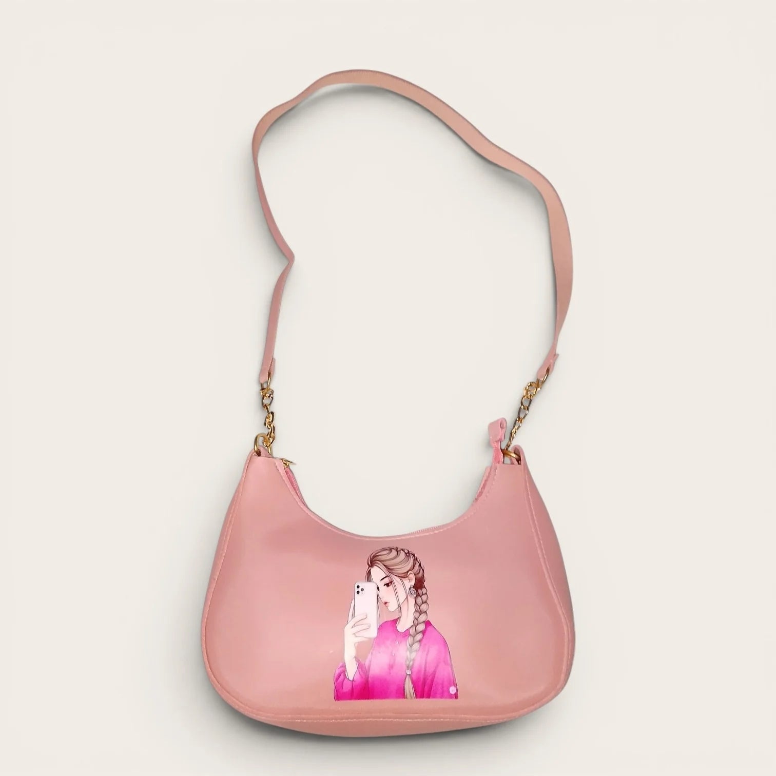 crisscross pink handbag