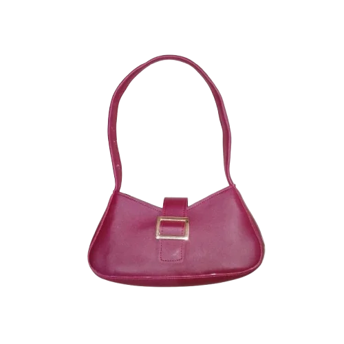 maroon buckled handbag