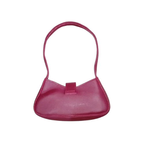 maroon buckled handbag
