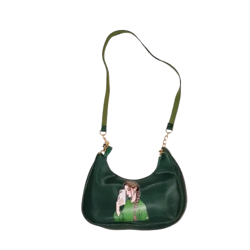 Crisscross green handbag