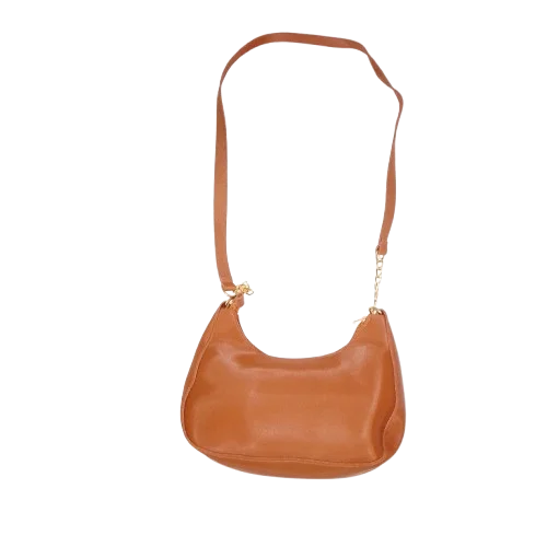 Crisscross brown handbag
