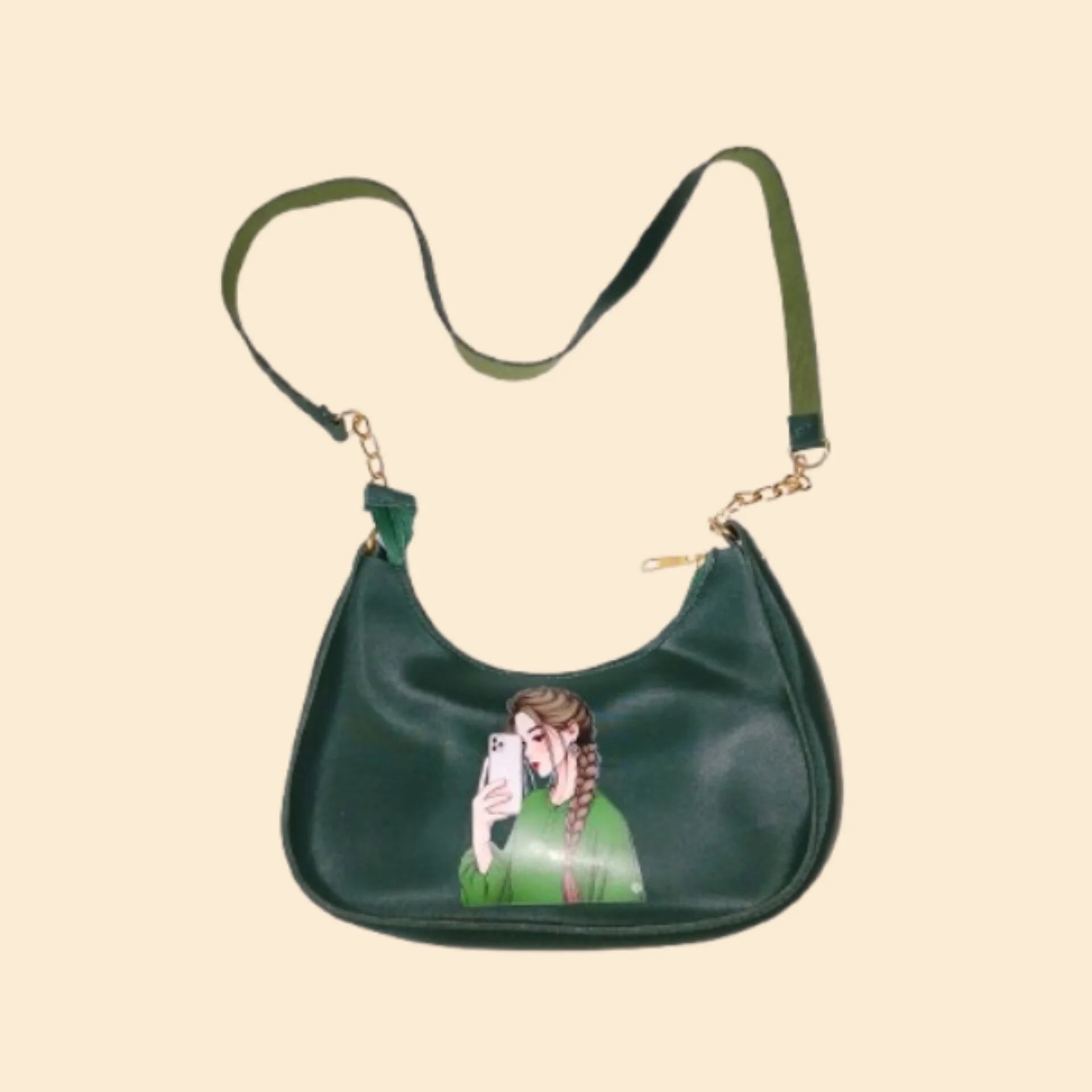 Crisscross green handbag