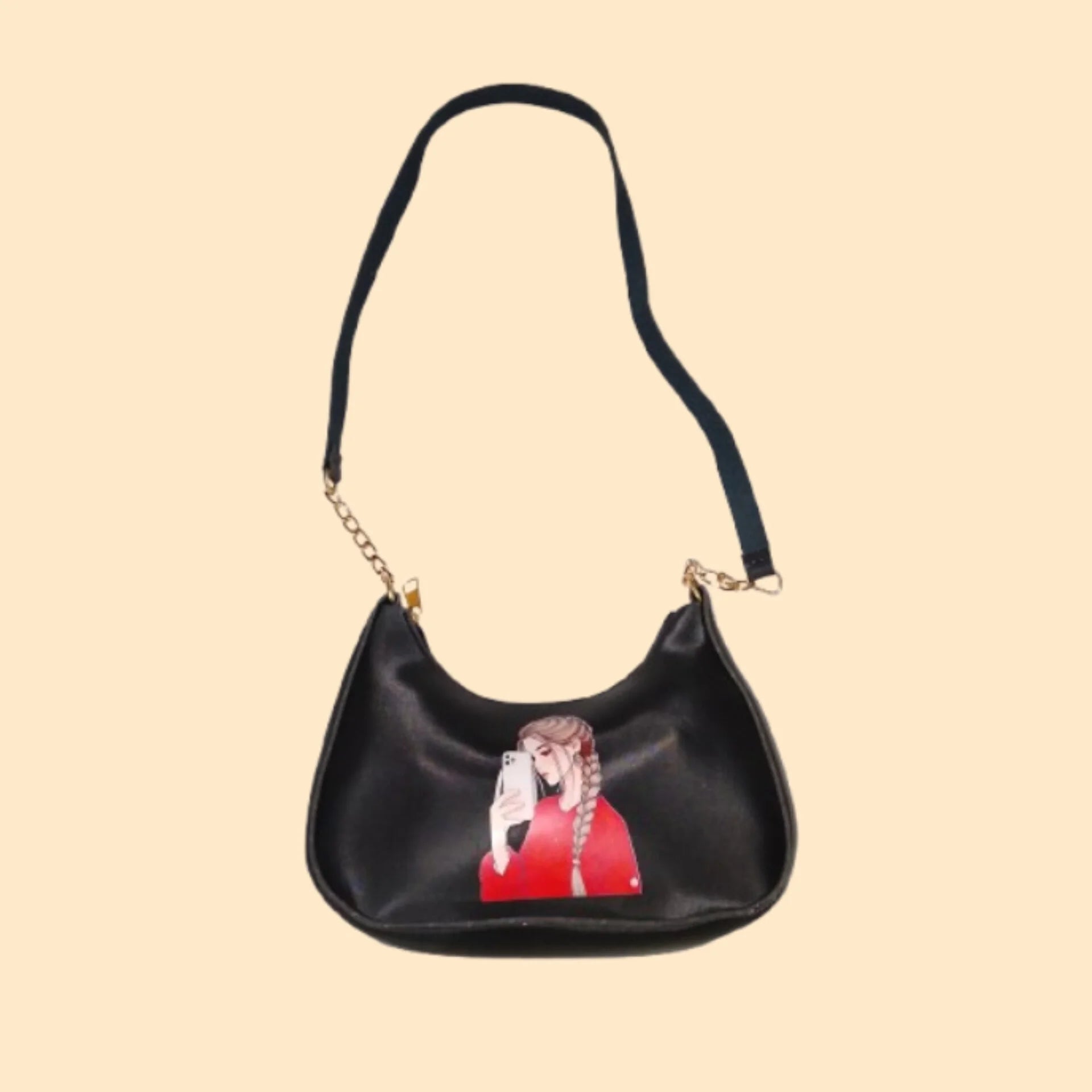 crisscross black handbag