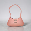 pink buckled handbag