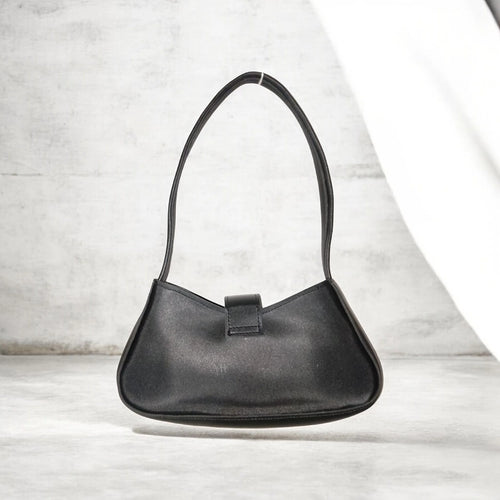 black buckled handbag