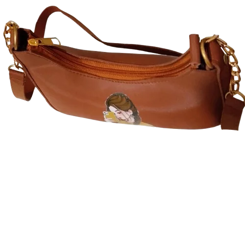 Crisscross brown handbag