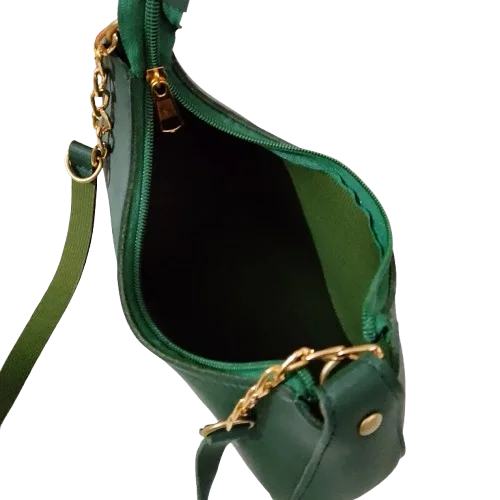 Crisscross green handbag